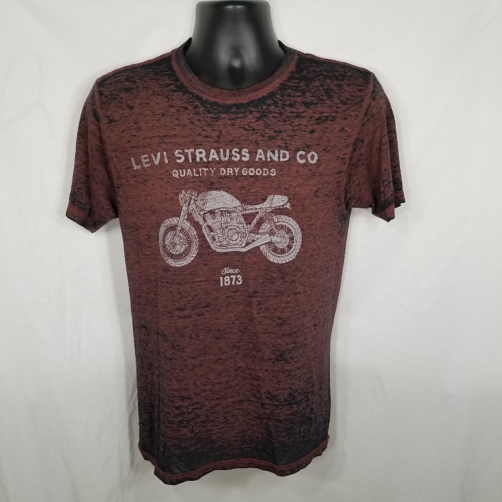 Mens Levis Strauss and Co Dry Goods Motorcycle 1873 Burnout Thin Tee Shirt S